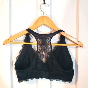 Racerback black lace bra